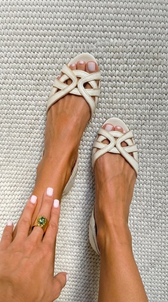 Camilla - Elegant Woven Cream Sandals