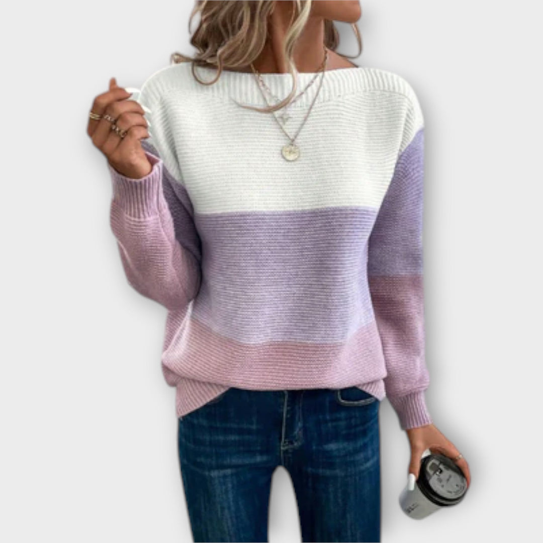 Clara - Stylish Three-Color Patchwork Knit