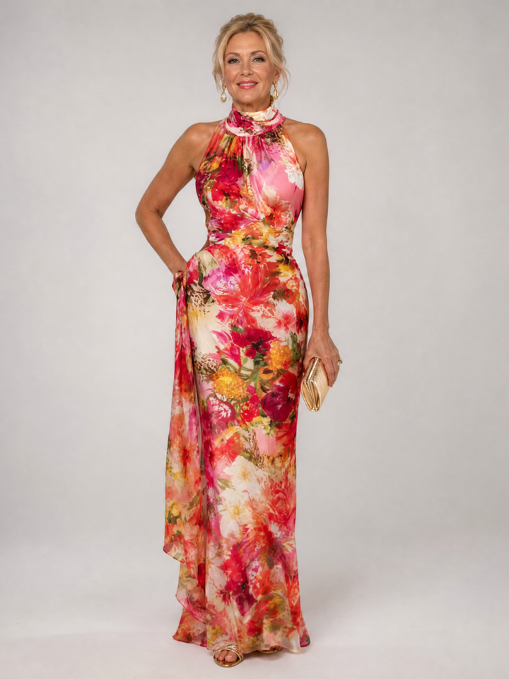 Elisabetta Floral Maxi Dress with Halter Neckline