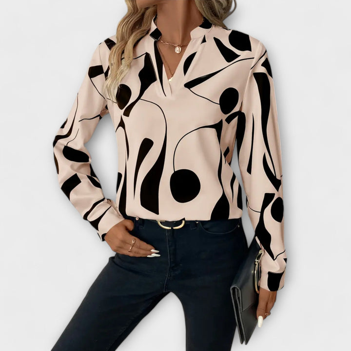 Stylish Long-Sleeve Shirt with V-Neck
