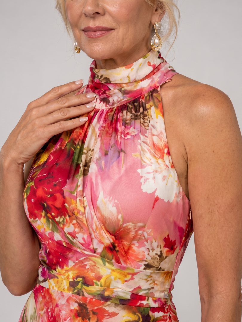 Elisabetta Floral Maxi Dress with Halter Neckline