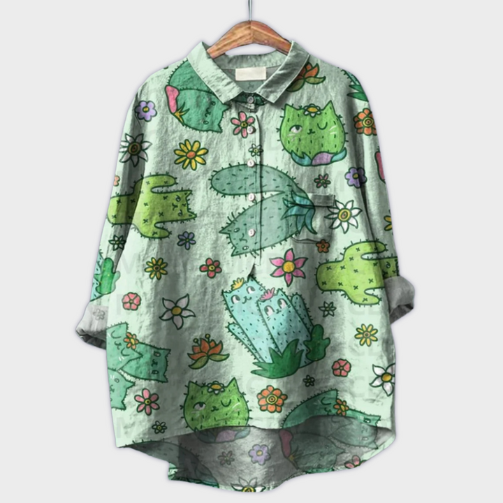 Magdalena - Handmade Women's Blouse with Floral Pattern