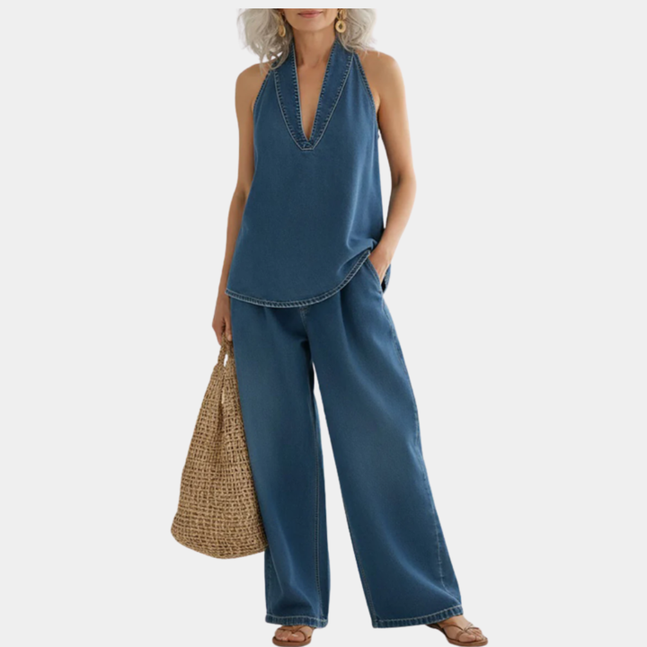 Ivy Two-Piece Set | Vintage Washed Soft Denim Look
