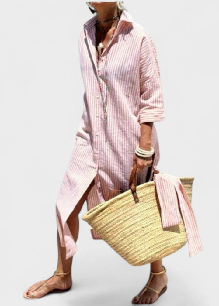 Veronica™ – Classic Striped Shirt Dress