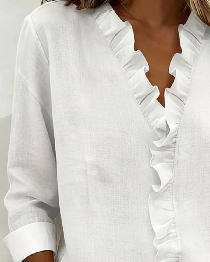 Indie | Gathered Blouse, V-Neck and Long Sleeves