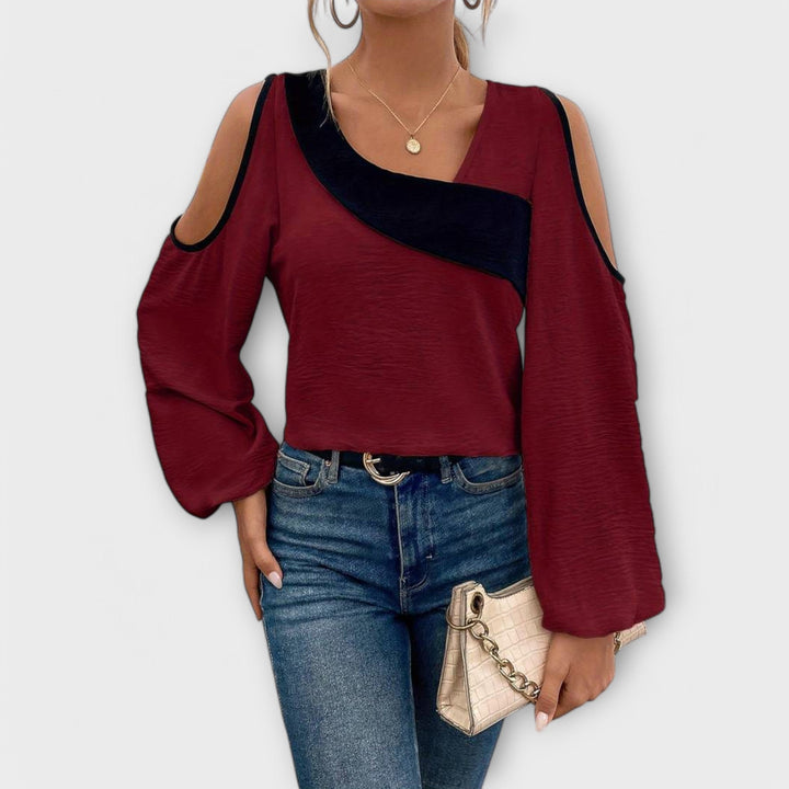 Scarlett - Color Block Sweater with Square Neckline
