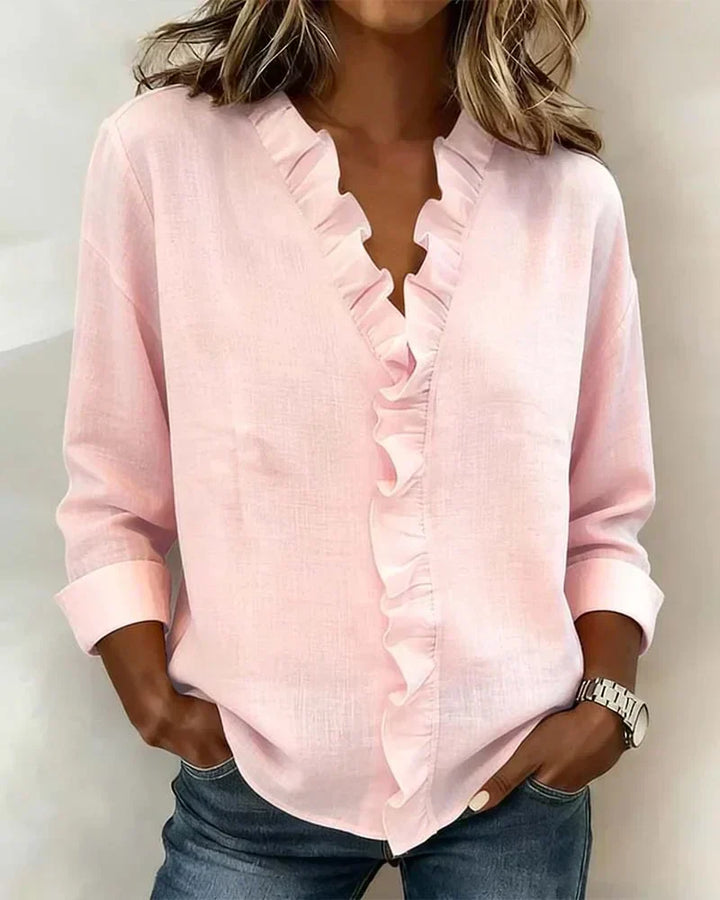 Indie | Gathered Blouse, V-Neck and Long Sleeves
