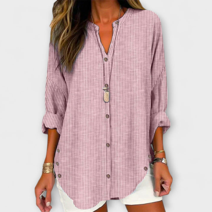 Lucida – Stylish V-Neck Top with Timeless Striped Pattern