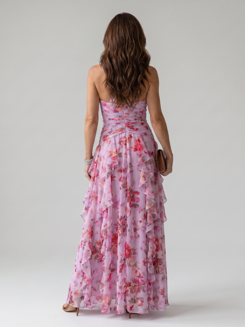 Nori Floral Maxi Dress with Ruched Bodice