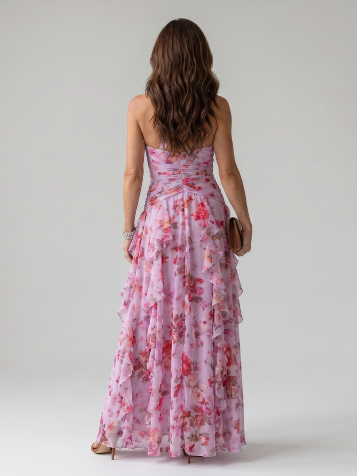 Nori Floral Maxi Dress with Ruched Bodice