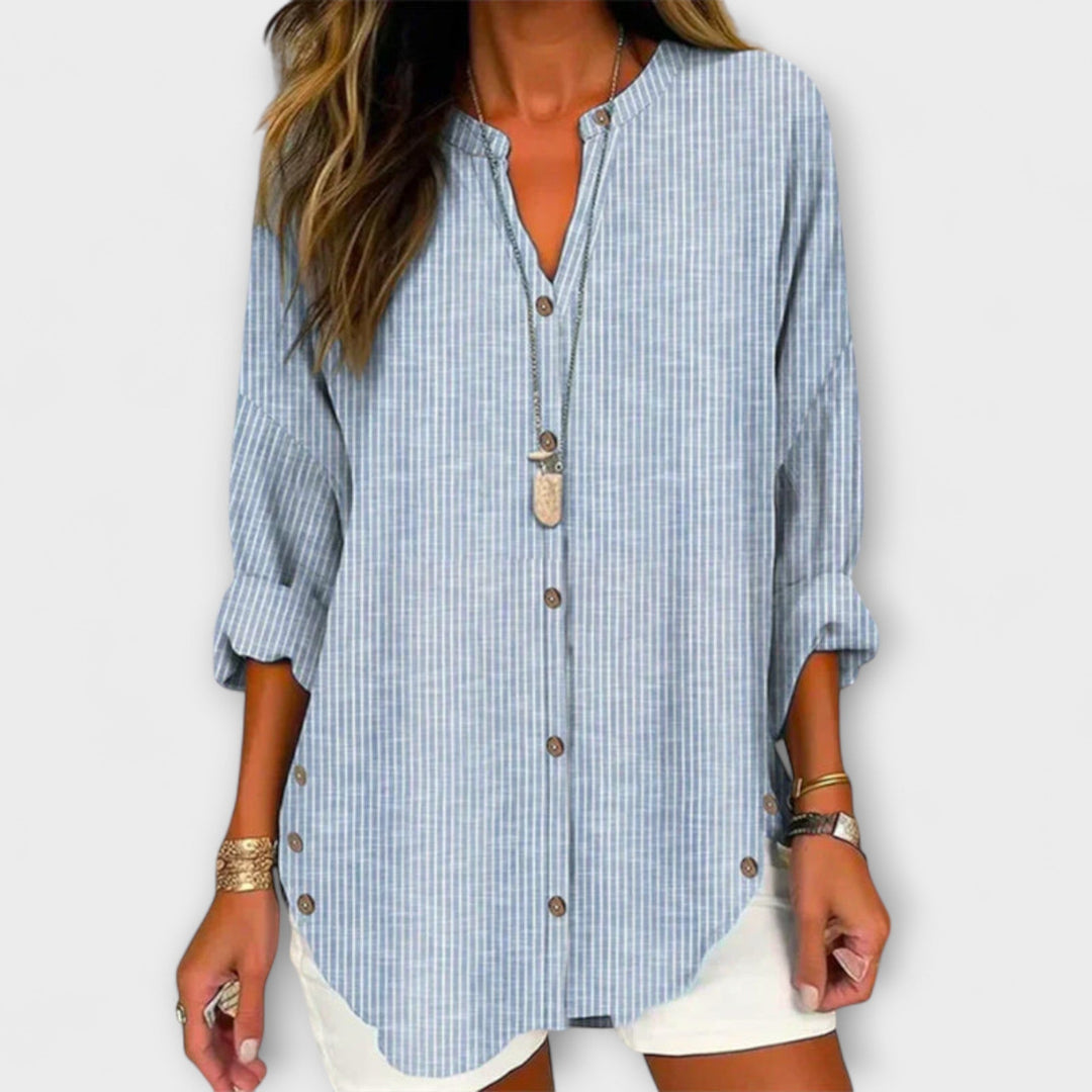 Lucida – Stylish V-Neck Top with Timeless Striped Pattern