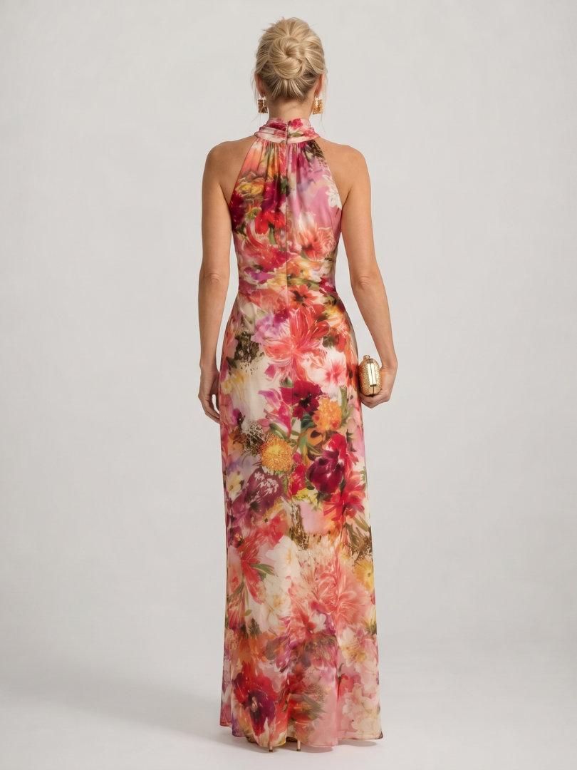 Elisabetta Floral Maxi Dress with Halter Neckline