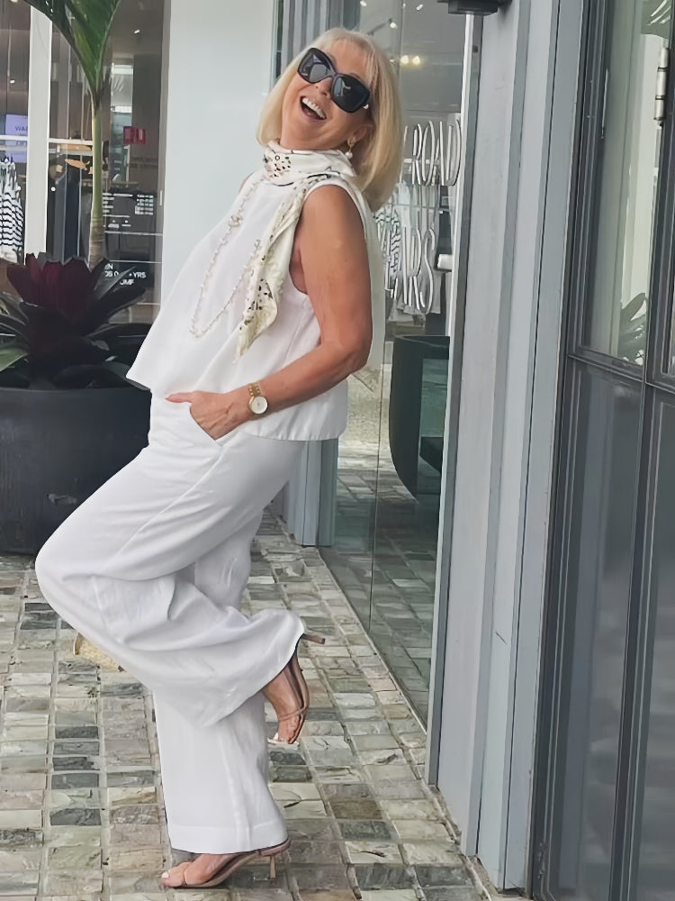 Trinidad™ | White Two-Piece Top and Wide Pants