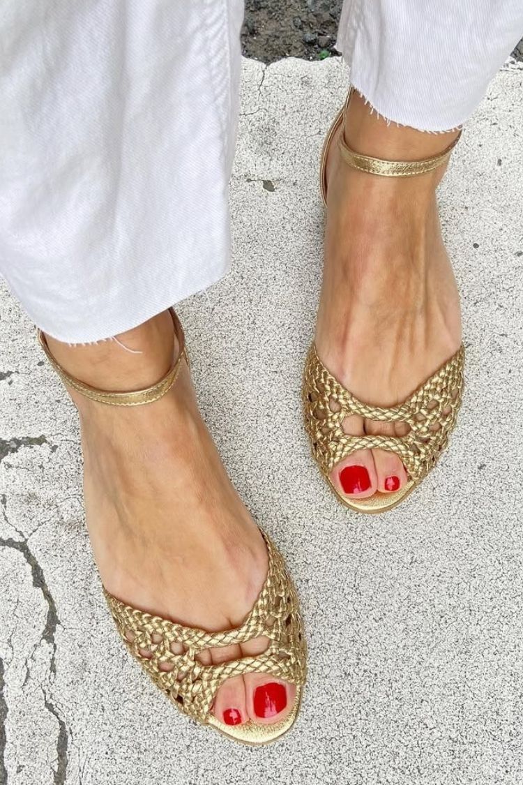 Isadora - Golden Woven Sandals