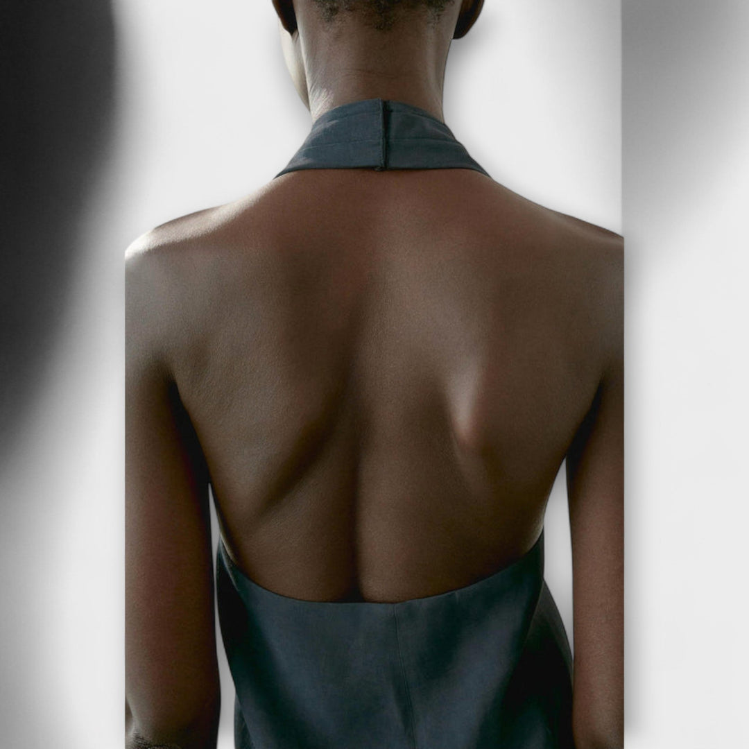 Hannah - Blue Strapless Top with Open Back