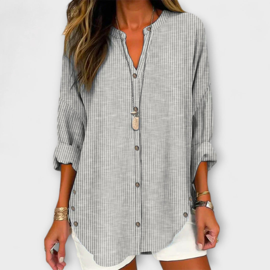Lucida – Stylish V-Neck Top with Timeless Striped Pattern