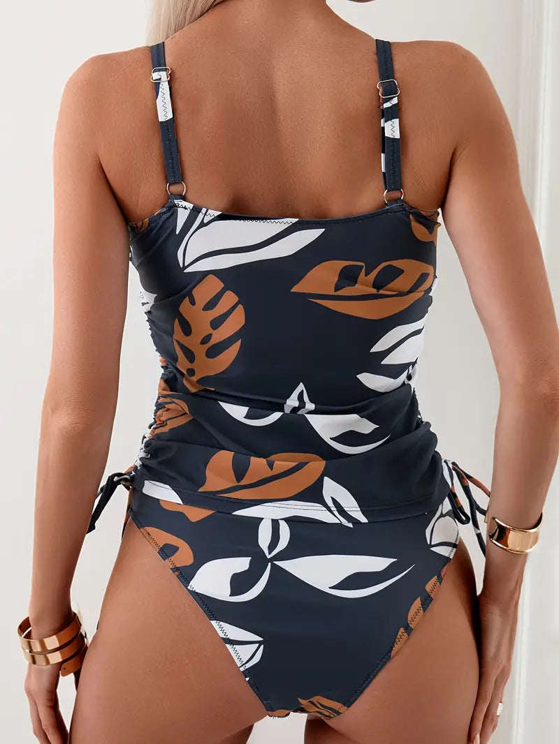 Bikini with Tropical Leaf Patterns