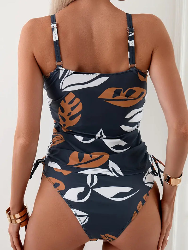 Bikini with Tropical Leaf Patterns