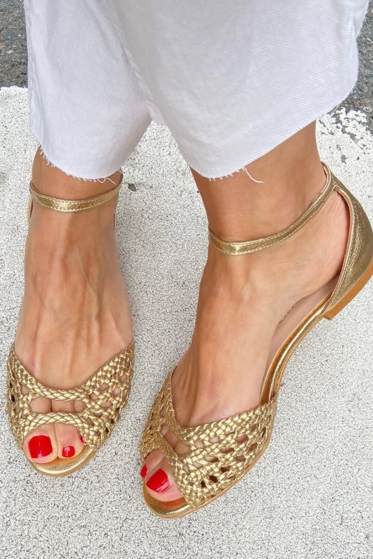 Isadora - Golden Woven Sandals