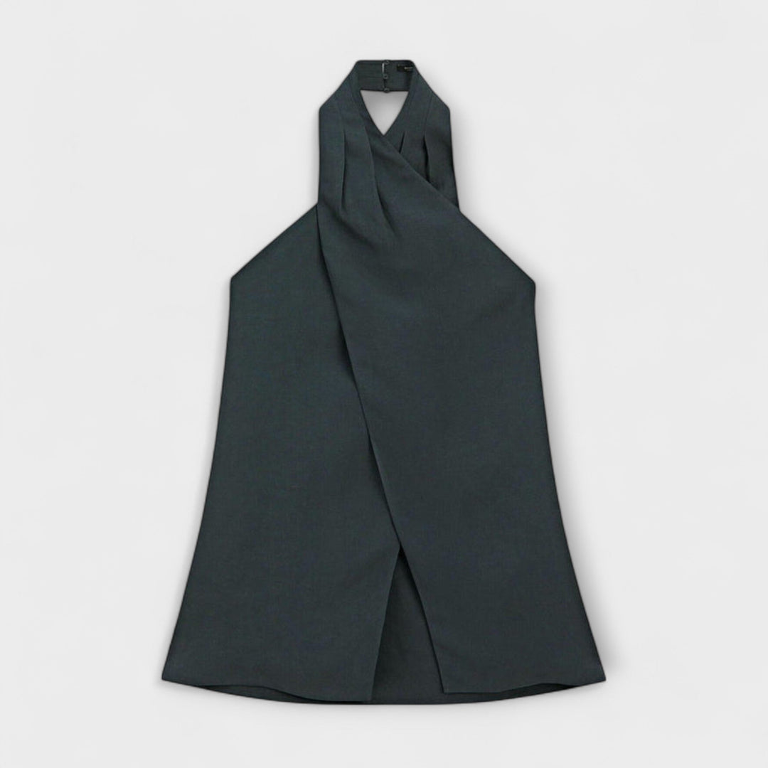 Hannah - Blue Strapless Top with Open Back