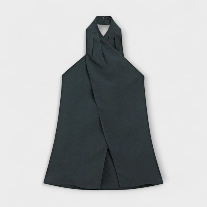 Hannah - Blue Strapless Top with Open Back