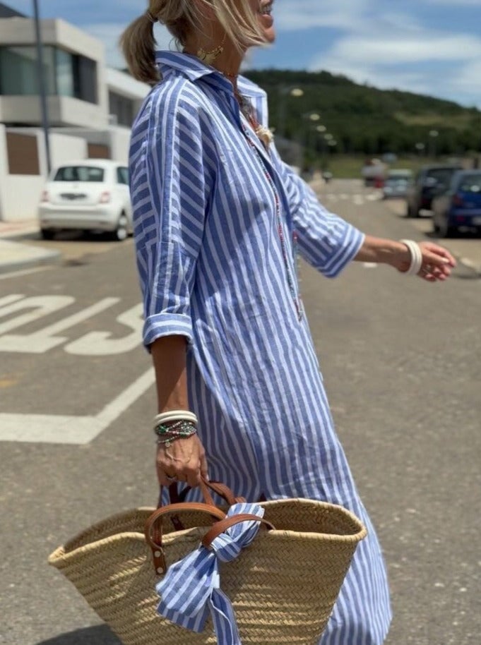 Veronica™ – Classic Striped Shirt Dress