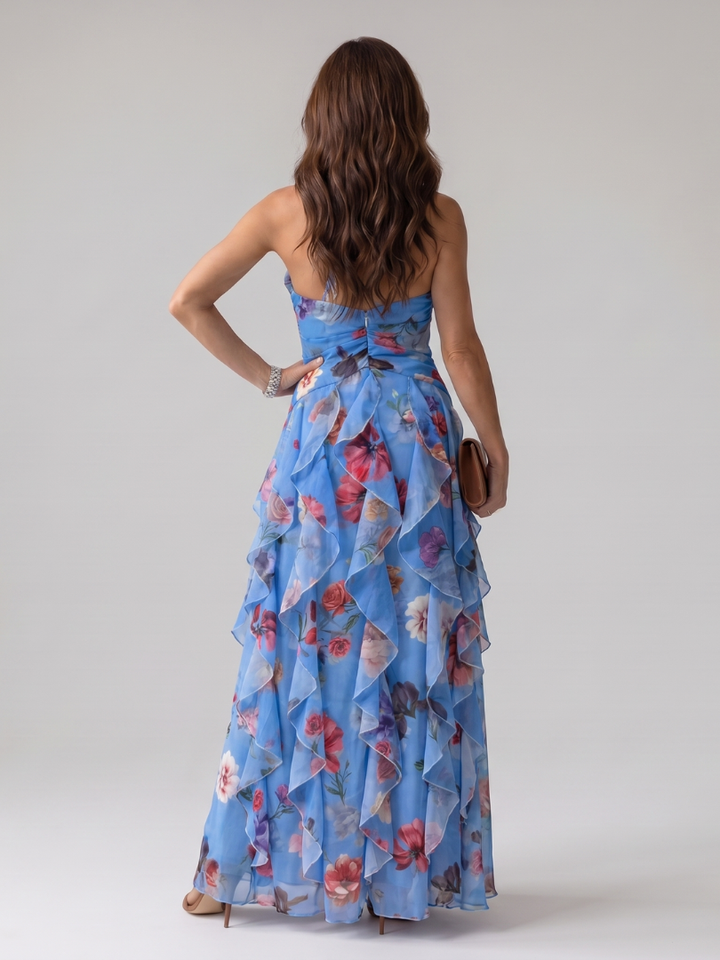Nori Floral Maxi Dress with Ruched Bodice