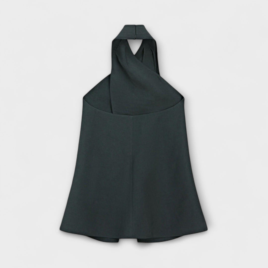 Hannah - Blue Strapless Top with Open Back