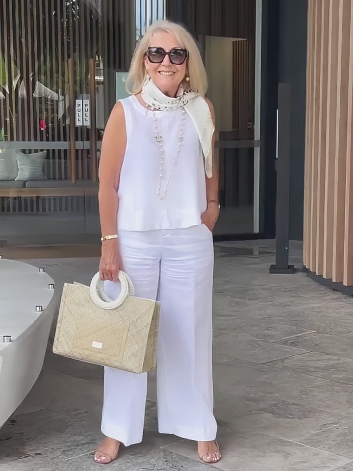 Trinidad™ | White Two-Piece Top and Wide Pants