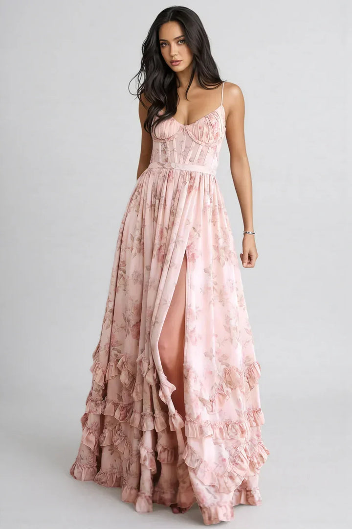 Elora Dress with Delicate Neckline and Romantic Elegance