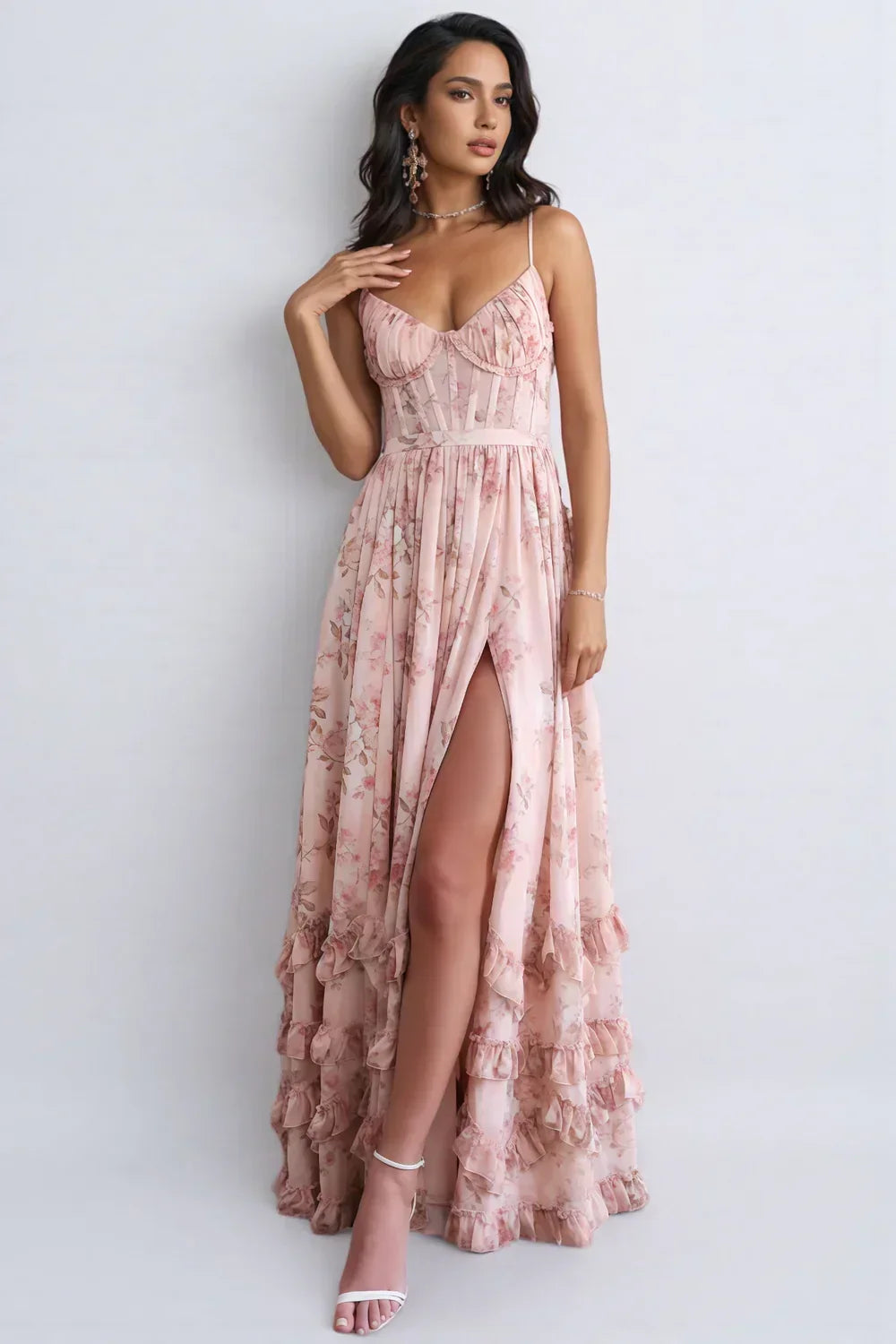 Elora Dress with Delicate Neckline and Romantic Elegance