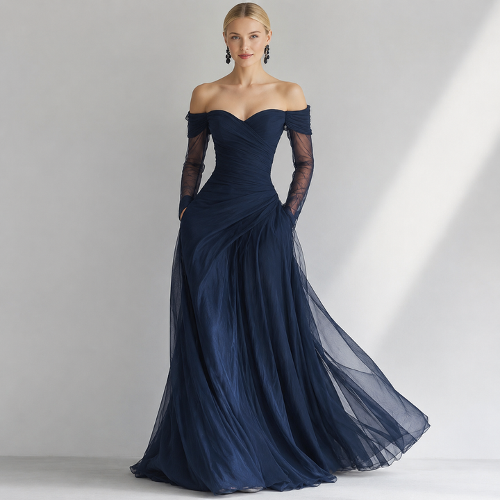 Eveliina - Long dress with bare shoulders