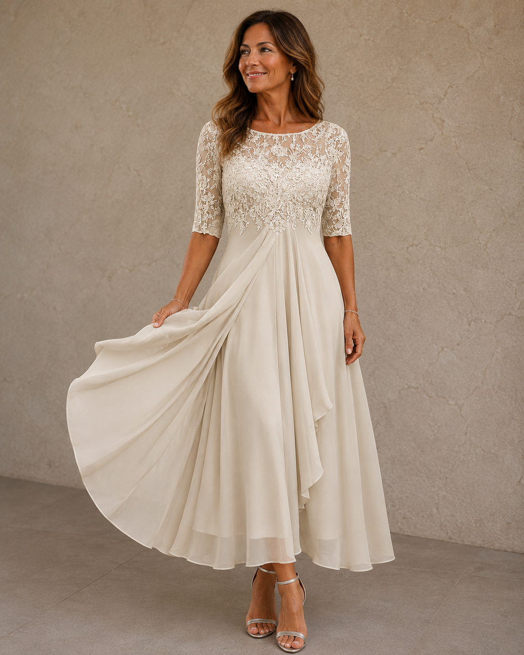 Maria – Lace and Chiffon Dress