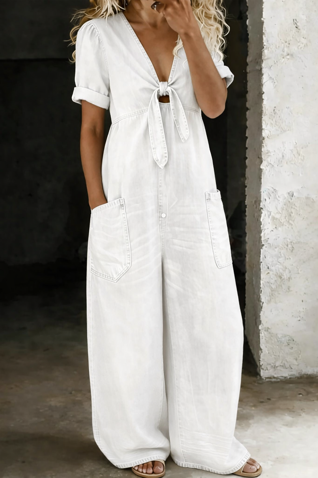 Maya | Short-Sleeve V-Neck Jumpsuit