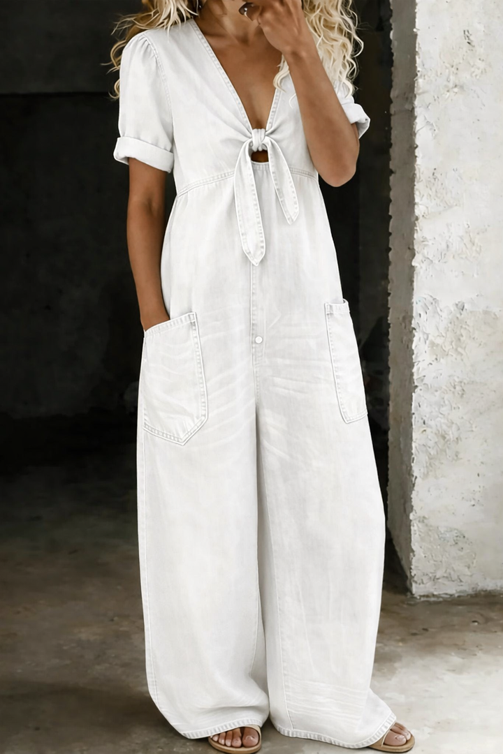 Maya | Short-Sleeve V-Neck Jumpsuit