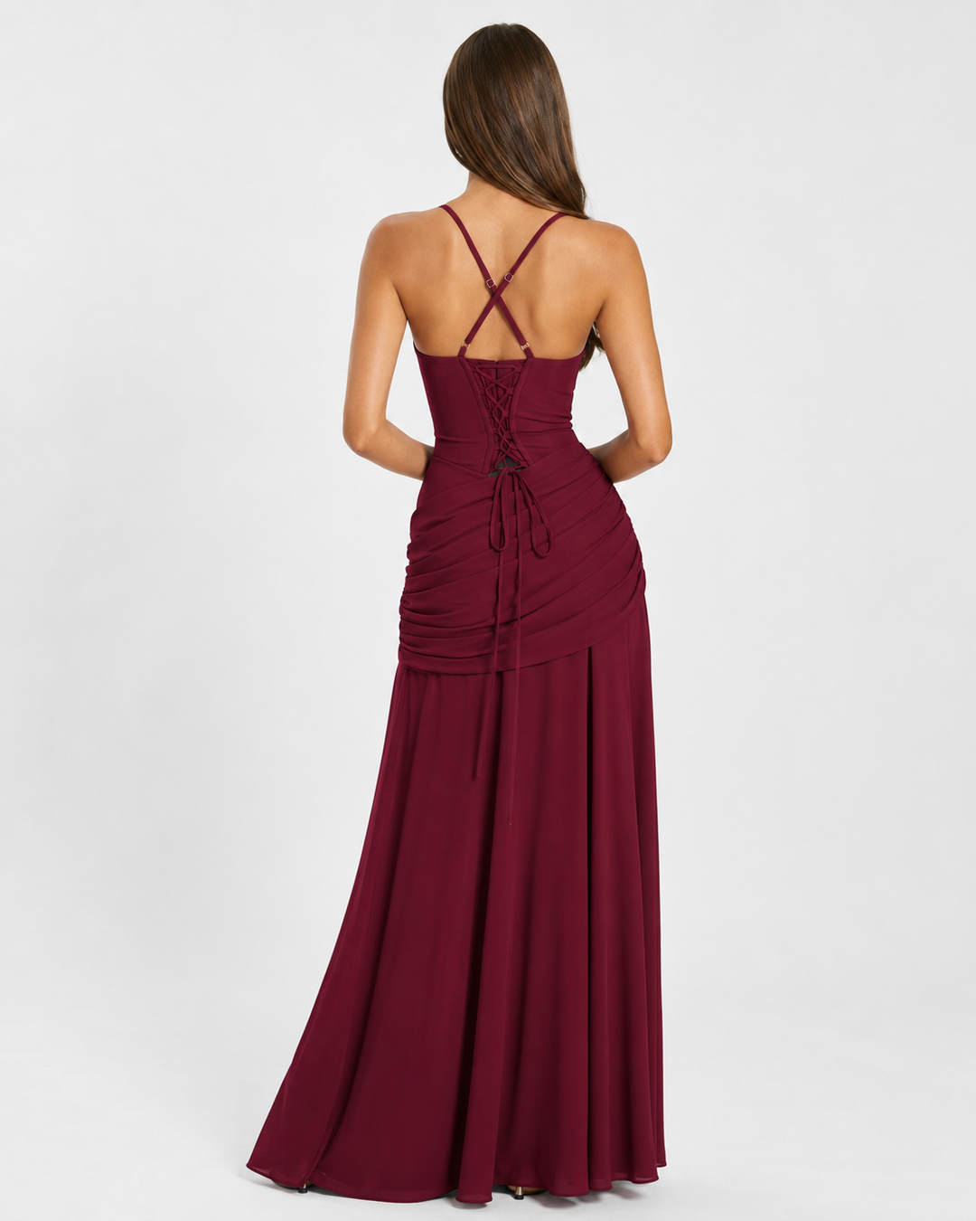 Enni – Pleated Maxi Dress with Square Neckline