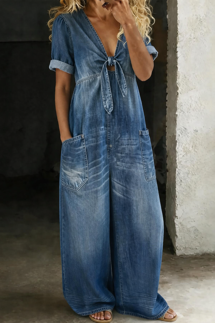 Maya | Short-Sleeve V-Neck Jumpsuit
