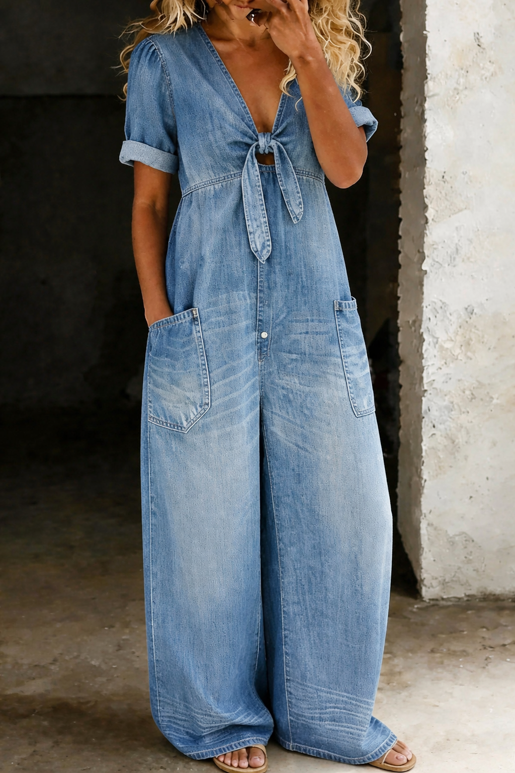 Maya | Short-Sleeve V-Neck Jumpsuit