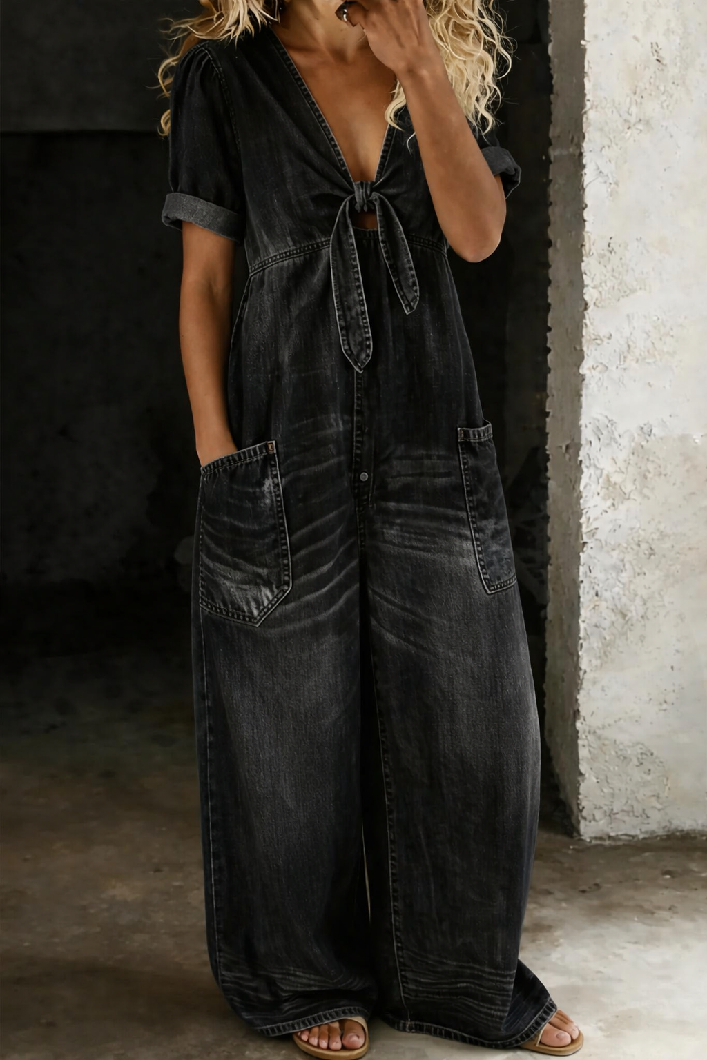 Maya | Short-Sleeve V-Neck Jumpsuit