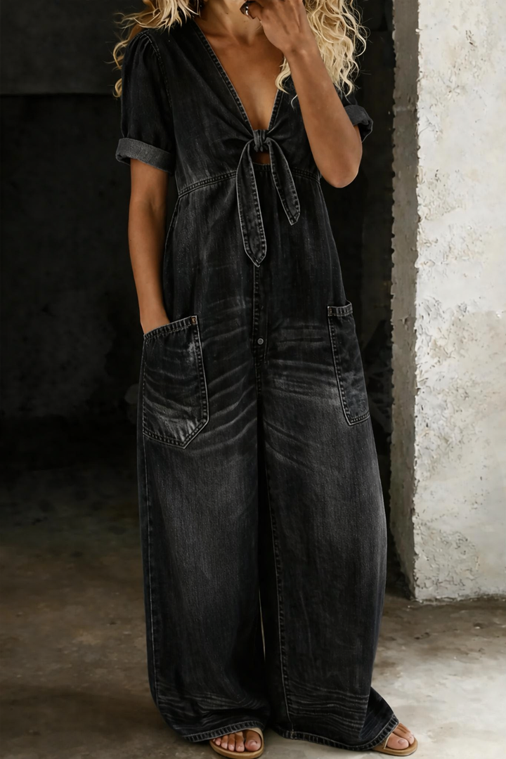 Maya | Short-Sleeve V-Neck Jumpsuit