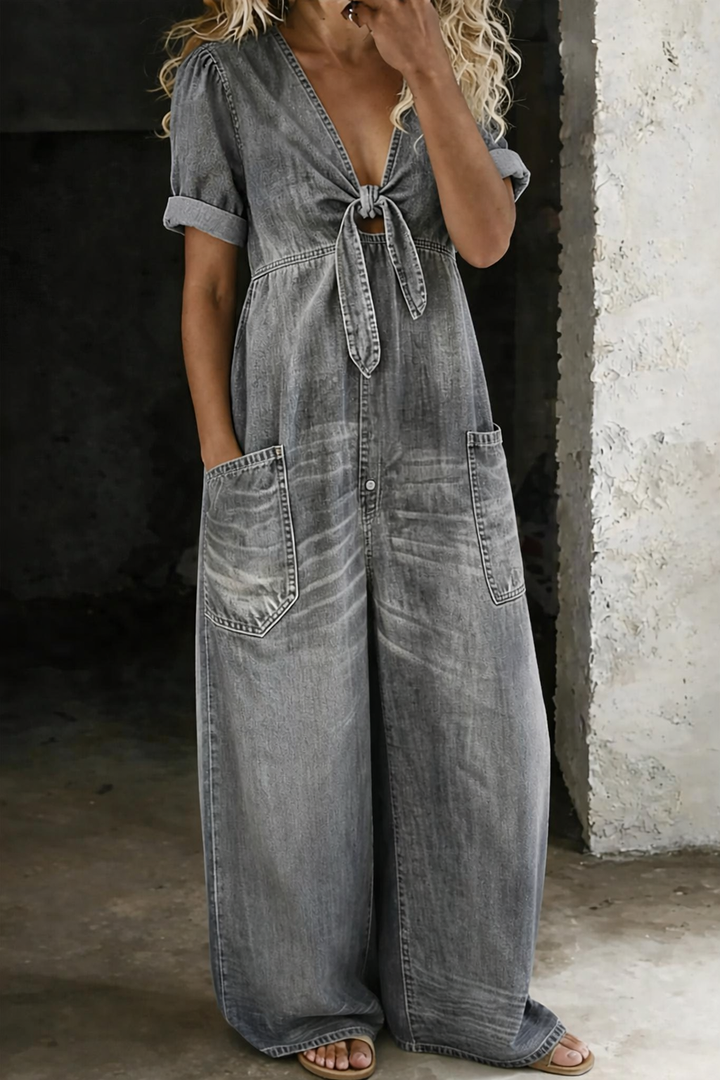 Maya | Short-Sleeve V-Neck Jumpsuit