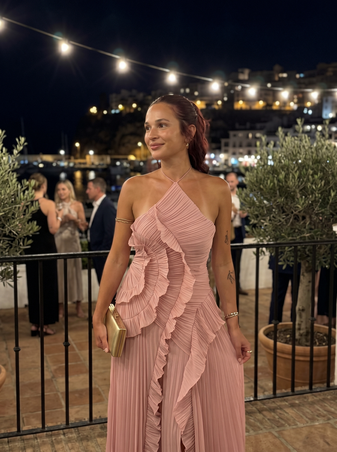 Leonor | Long Pleated Dress with Ruffles