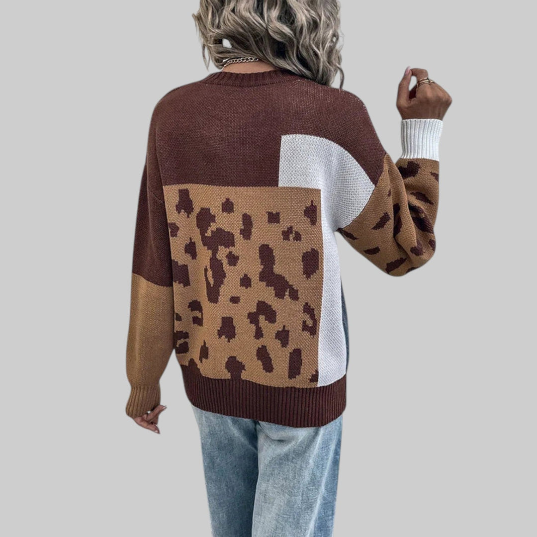 Le Clair - Vintage T-shirt with Leopard Print and Patchwork Fill