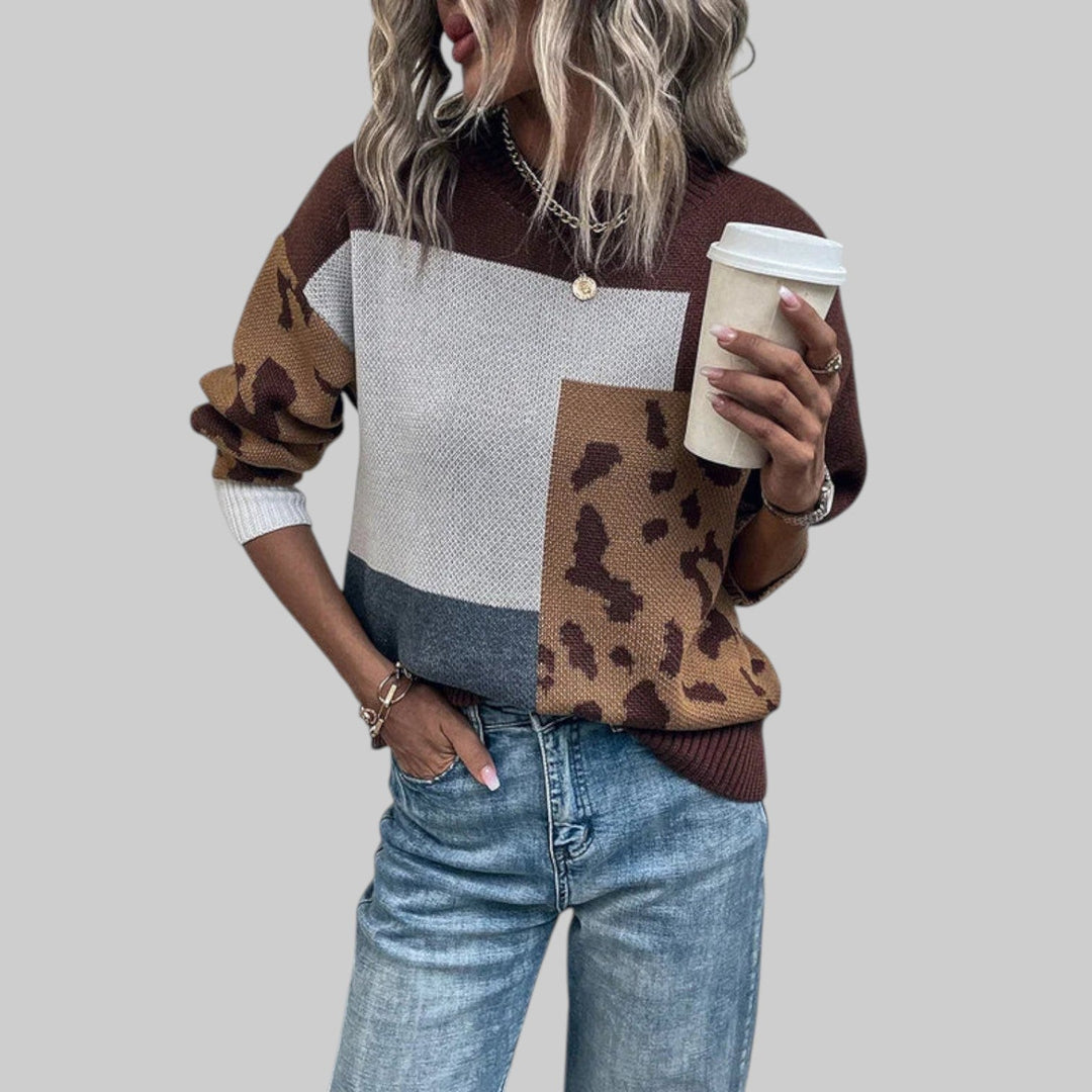 Le Clair - Vintage T-shirt with Leopard Print and Patchwork Fill