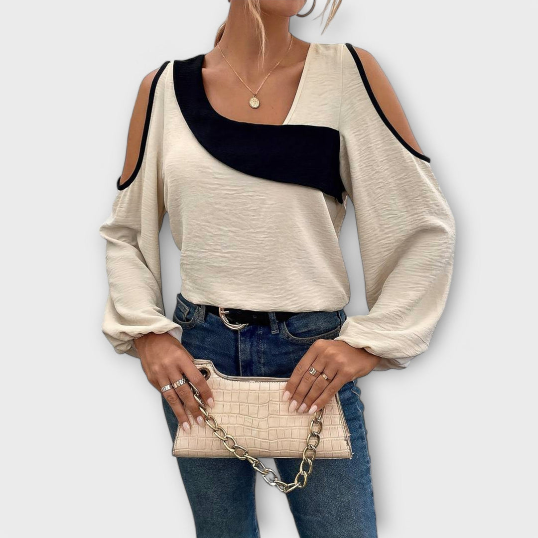 Scarlett - Color Block Sweater with Square Neckline