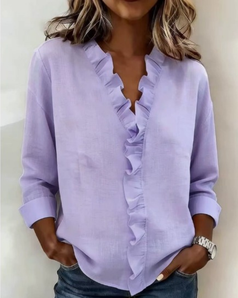 Indie | Gathered Blouse, V-Neck and Long Sleeves