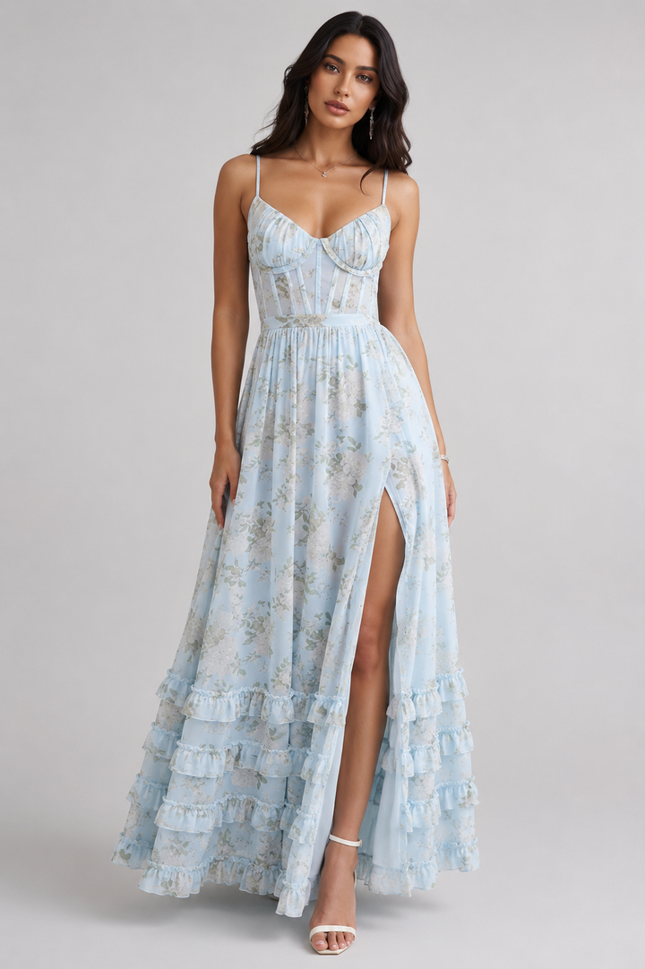Elora Dress with Delicate Neckline and Romantic Elegance