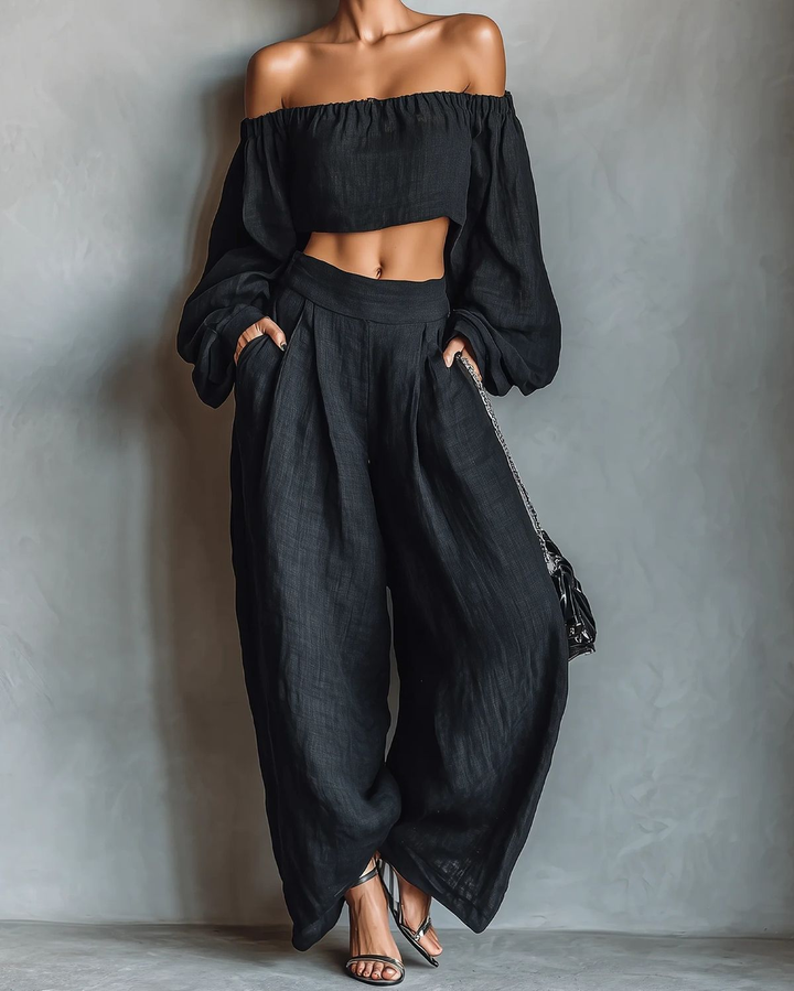 Tess™ - Open-Shoulder Set with Wide Pants