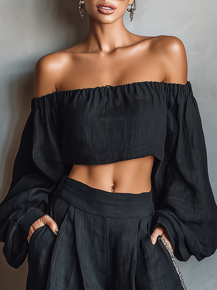 Tess™ - Open-Shoulder Set with Wide Pants
