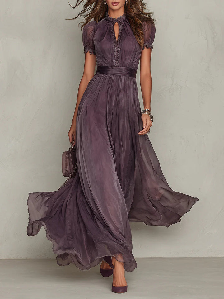 Aada - Long Purple Dress with Keyhole Neckline